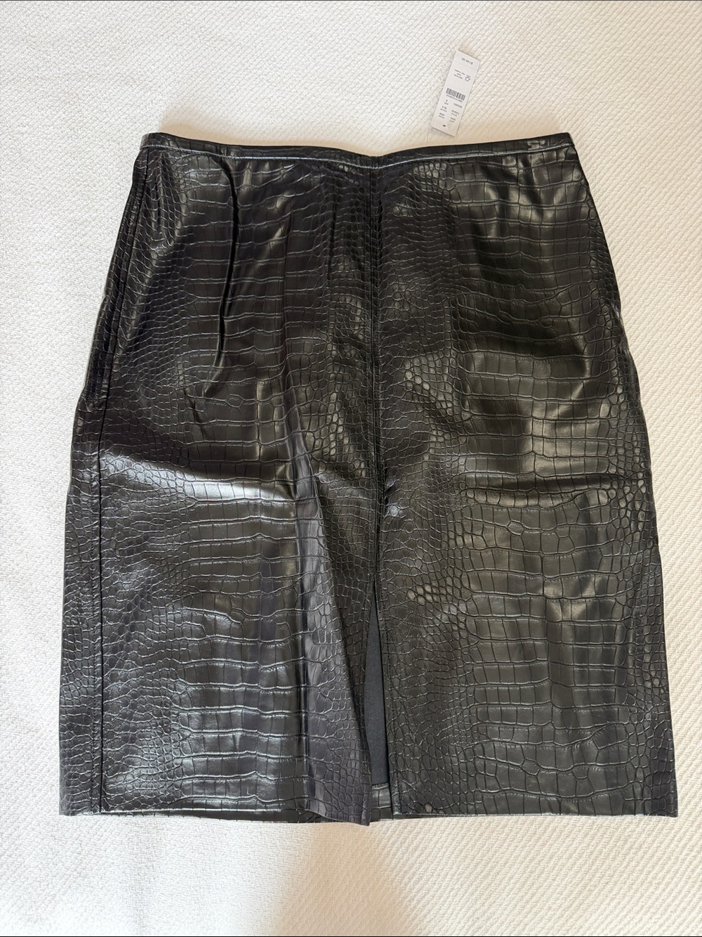 J. Crew Black Faux Croc Pencil Skirt